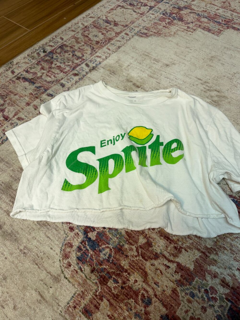 Sprite Kids Girls White Crop Top T- Shirt Size S In Great Shape